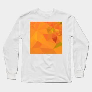 Pumpkin Orange Abstract Low Polygon Background Long Sleeve T-Shirt